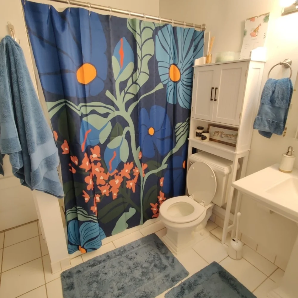 Floral Blue Shower Curtain